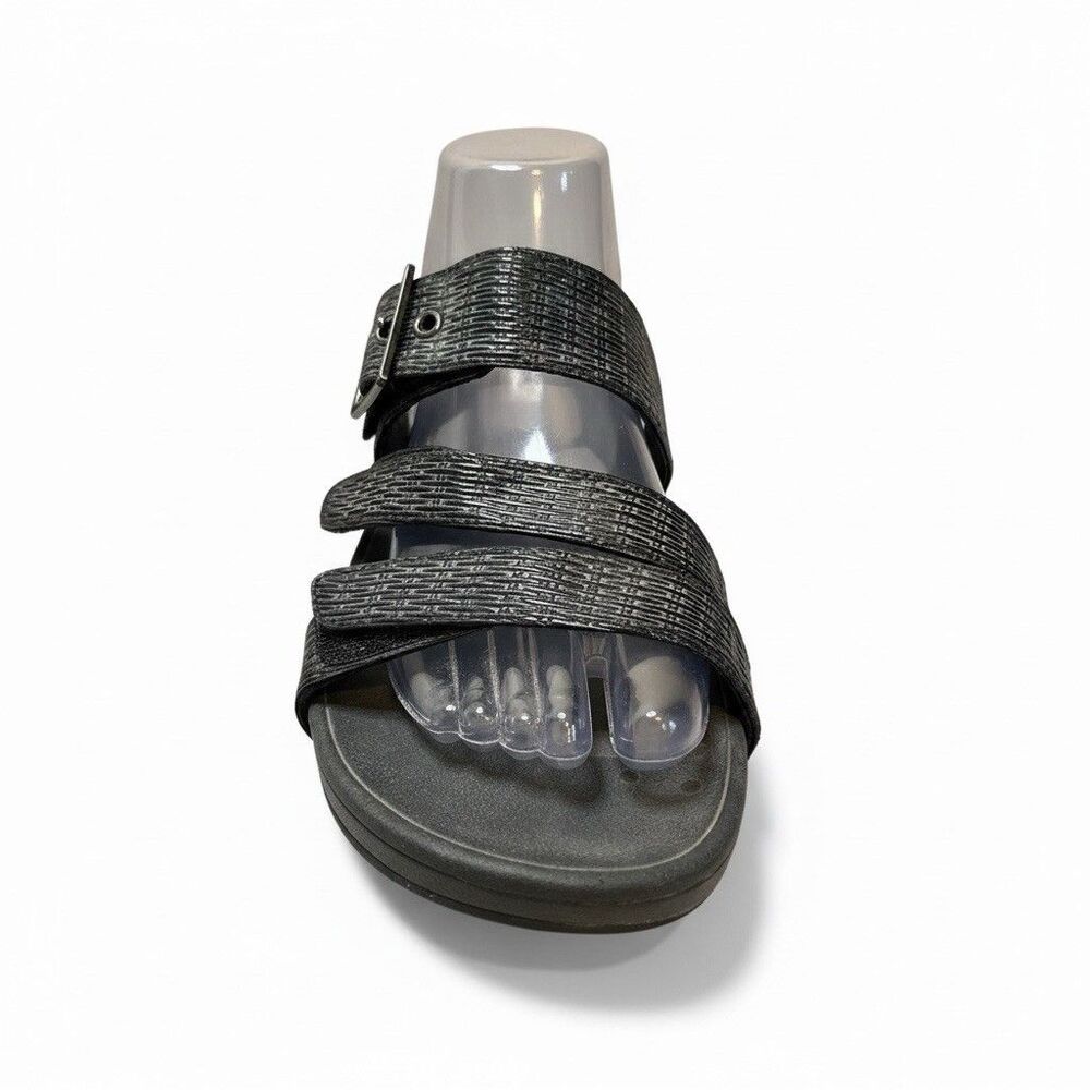 Vionic Women's Lizard Skin Wedge Sandals Size 8 1/2  Black Rio EUC - Picture 2 of 8
